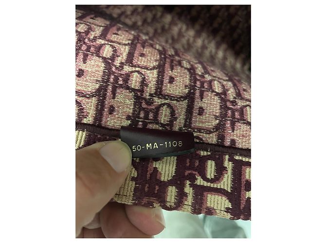 Grande borsa Christian Dior Book Tote beige e rosso scuro in cotone Bordò - vista 4