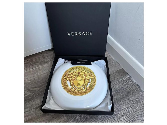 Frisbee FreeStyle en plastique blanc/jaune Medusa de Versace - vue 2