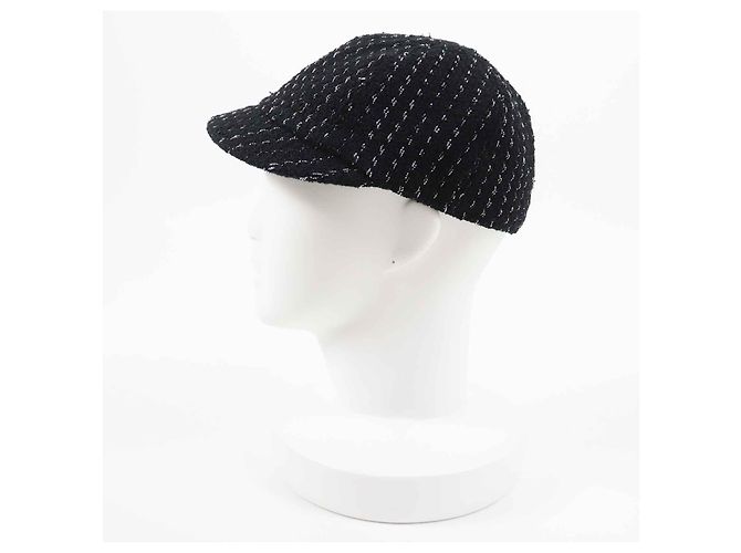 Chanel 23P Cappello in Tweed Nero Argento M - vista 2