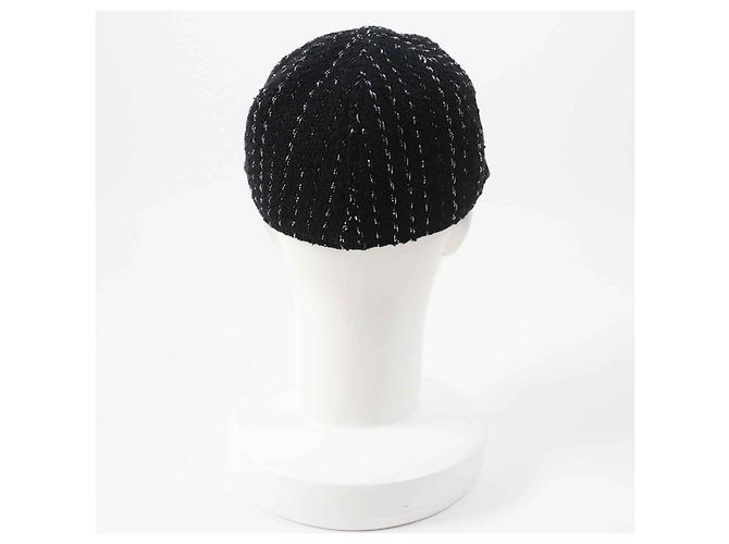 Chanel 23P Cappello in Tweed Nero Argento M - vista 3