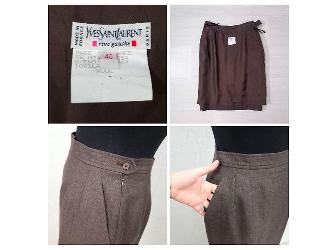 Yves Saint Laurent Marrón de lana YSL Rive Gauche 1994 Castaño - vista 9