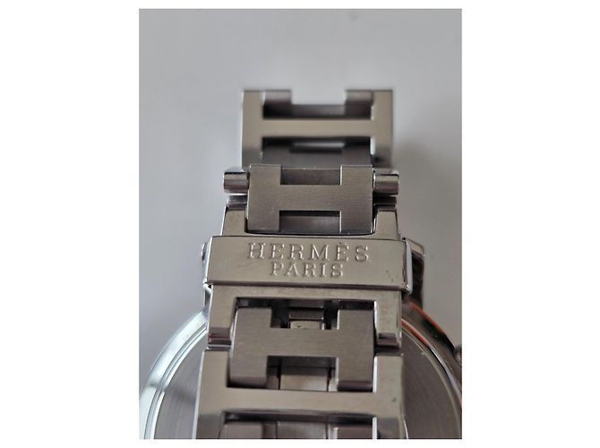 Hermès Clipper Chronograph Schwarz Silber Silber Hardware - Ansicht 10