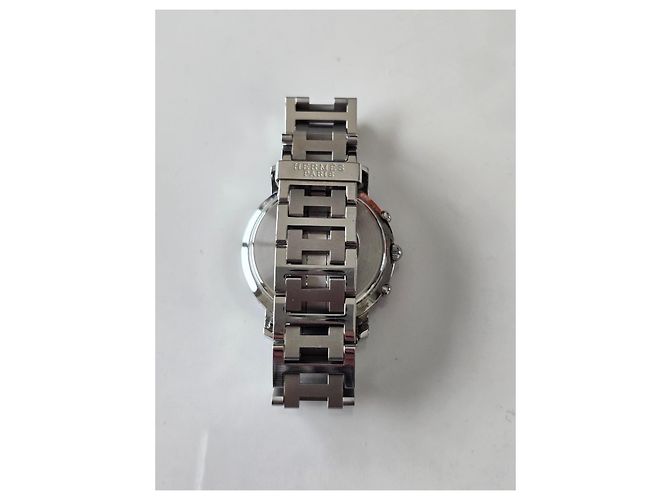 Hermès Clipper Chronograph Schwarz Silber Silber Hardware - Ansicht 9