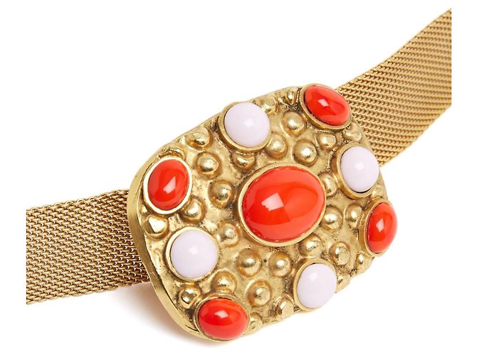 Chanel 1997 Gürtel T70 Gripoix Haute Couture Netz- und Glasgürtel US28 Golden - Ansicht 2