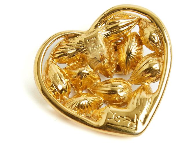 Yves Saint Laurent YSL Spilla Cuore Strass anni '90 Spilla Cuore Dorato D'oro - vista 3
