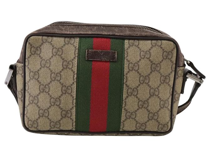 GUCCI GG Supreme Web Sherry Line Borsa a Spalla Beige Argento 162910 Auth yk16237 - vista 2