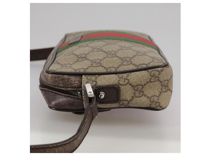 GUCCI GG Supreme Web Sherry Line Borsa a Spalla Beige Argento 162910 Auth yk16237 - vista 4