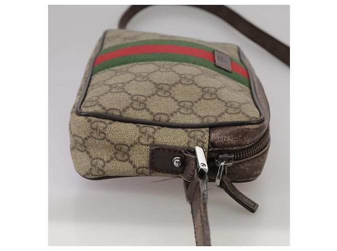 GUCCI GG Supreme Web Sherry Line Borsa a Spalla Beige Argento 162910 Auth yk16237 - vista 5
