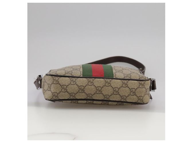 GUCCI GG Supreme Web Sherry Line Borsa a Spalla Beige Argento 162910 Auth yk16237 - vista 9