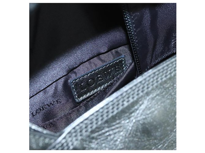 LOEWE Anagram Nappa Aire Borsa in Pelle Gunmetal Auth ep6842 Metallico - vista 11