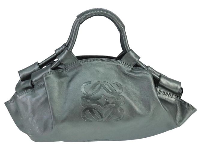 LOEWE Anagram Nappa Aire Borsa in Pelle Gunmetal Auth ep6842 Metallico - vista 13