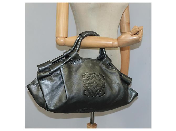 LOEWE Anagram Nappa Aire Borsa in Pelle Gunmetal Auth ep6842 Metallico - vista 19