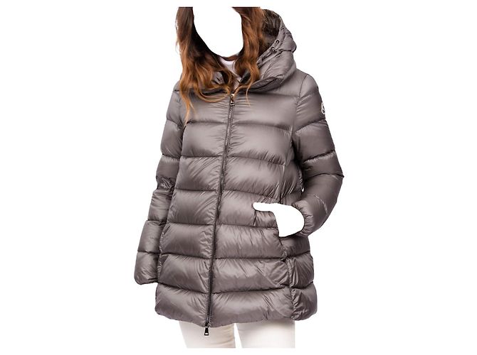 Abrigo Moncler Ange de plumas gris - vista 8