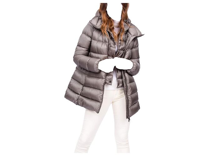 Abrigo Moncler Ange de plumas gris - vista 9