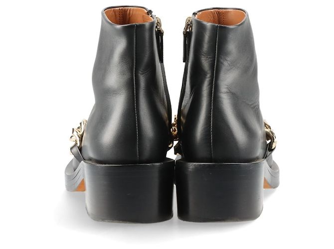 Givenchy Schwarze Lammleder Stiefeletten mit goldener Kette Größe 38 - Ansicht 5
