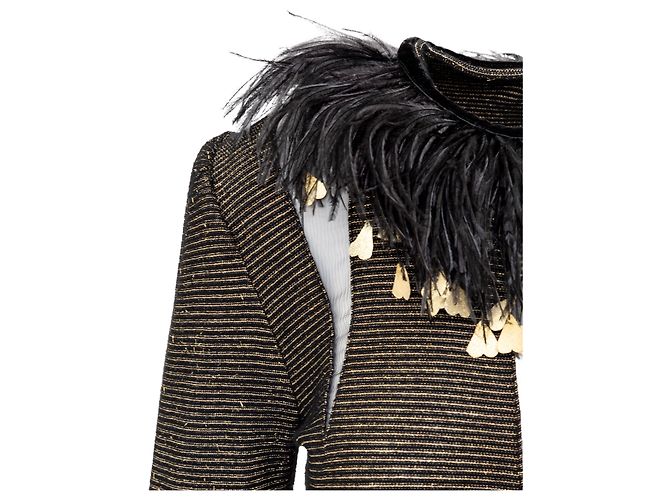 Top com acabamento de penas Valentino Boutique Preto - vista 6