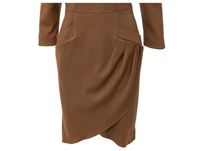 Vestido de lana Variation Yves Saint Laurent Castaño - vista 4