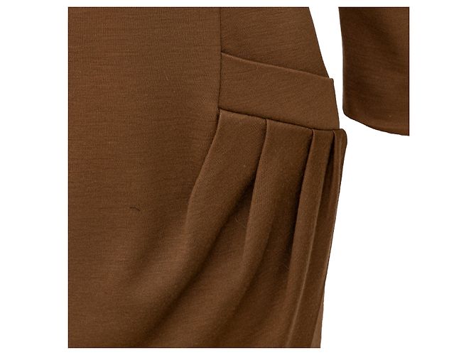 Vestido de lana Variation Yves Saint Laurent Castaño - vista 6