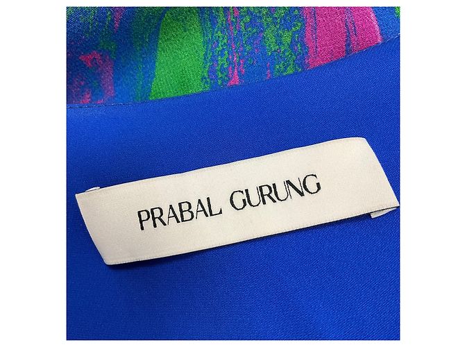 Abito midi in seta con maniche a sbuffo Prabal Gurung blu / rosa / verde Multicolore - vista 4