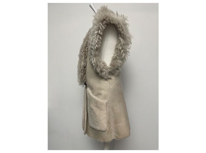 Abrigo sin mangas Isabel Marant Bryana de piel de cordero crema Crudo - vista 10