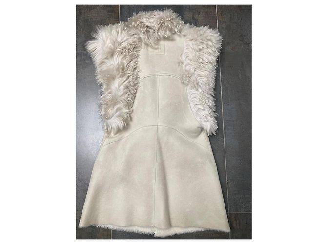 Abrigo sin mangas Isabel Marant Bryana de piel de cordero crema Crudo - vista 5