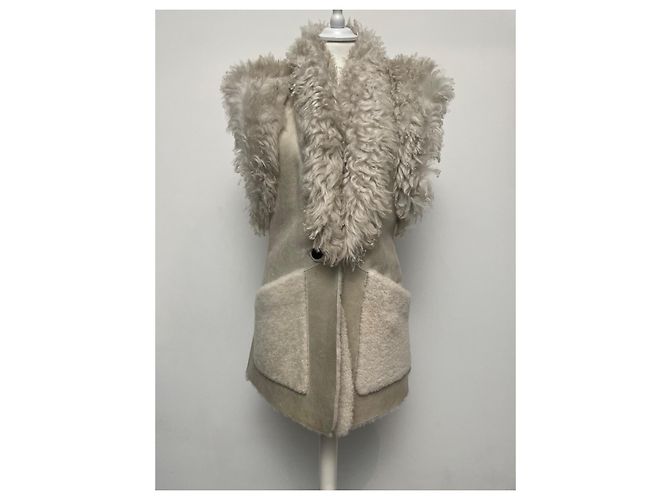 Abrigo sin mangas Isabel Marant Bryana de piel de cordero crema Crudo - vista 7