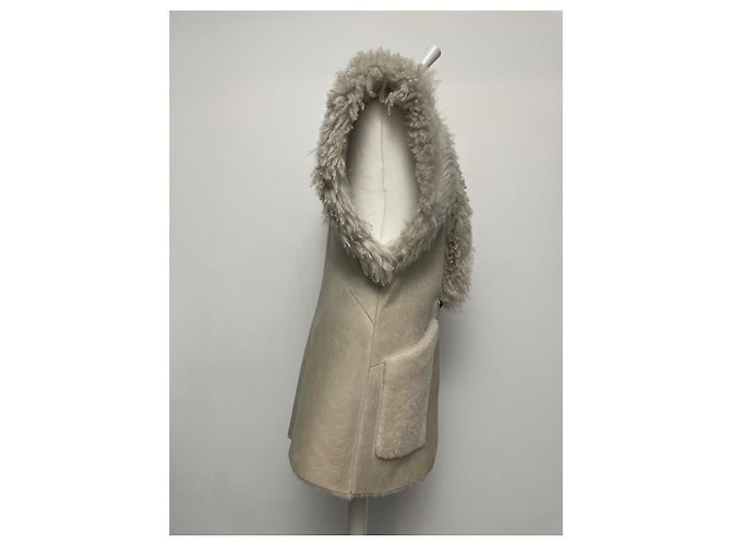 Abrigo sin mangas Isabel Marant Bryana de piel de cordero crema Crudo - vista 8