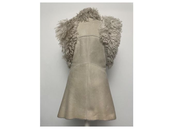 Abrigo sin mangas Isabel Marant Bryana de piel de cordero crema Crudo - vista 9