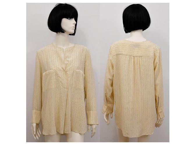Blusa de seda pura con estampado abstracto By Malene Birger en crema vainilla M Beige Crudo - vista 2
