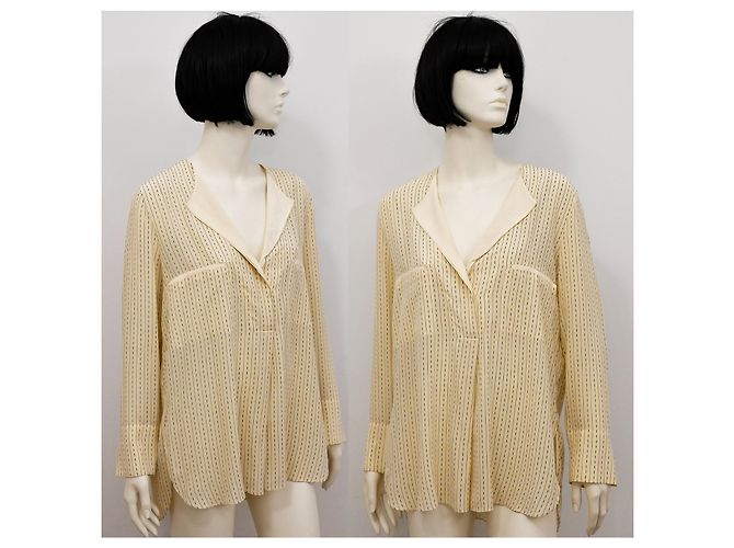 Blusa de seda pura con estampado abstracto By Malene Birger en crema vainilla M Beige Crudo - vista 3
