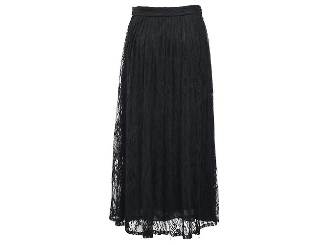 Céline Falda midi de encaje Celine en poliamida negra Negro - vista 3