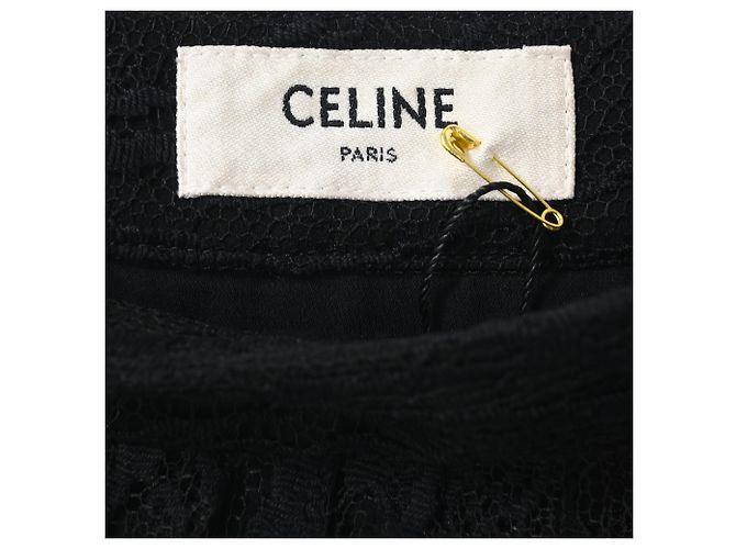 Céline Falda midi de encaje Celine en poliamida negra Negro - vista 4