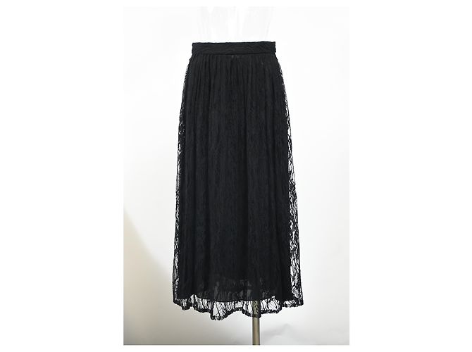 Céline Falda midi de encaje Celine en poliamida negra Negro - vista 5