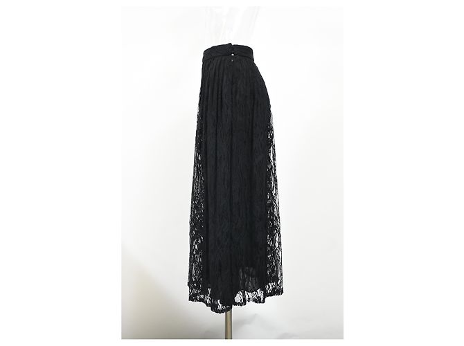 Céline Falda midi de encaje Celine en poliamida negra Negro - vista 6