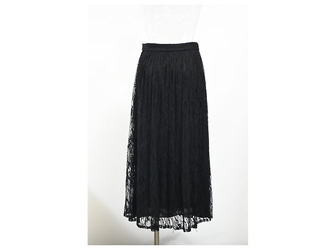 Céline Falda midi de encaje Celine en poliamida negra Negro - vista 7