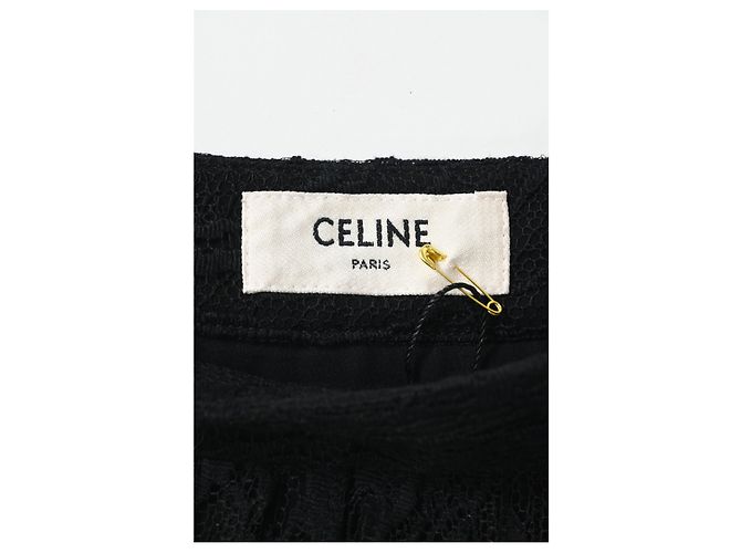 Céline Falda midi de encaje Celine en poliamida negra Negro - vista 8