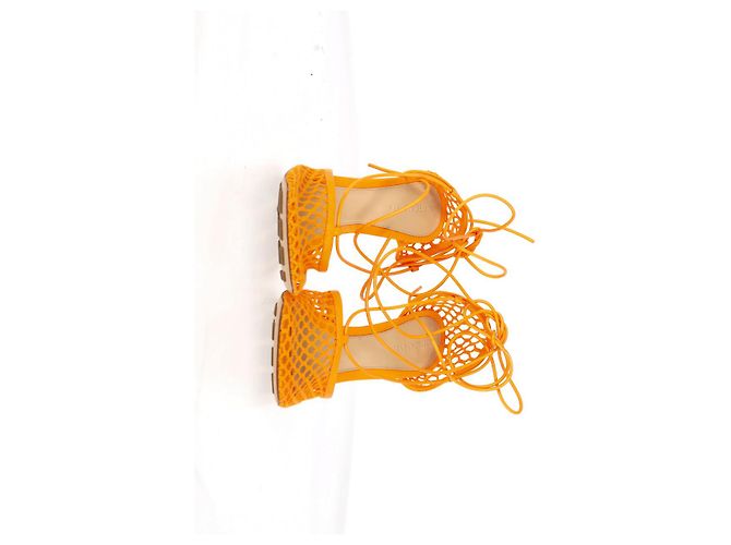 Sandali con lacci elasticizzati Bottega Veneta in pelle arancione - vista 10