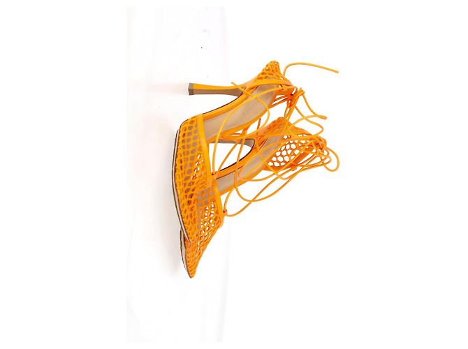 Sandali con lacci elasticizzati Bottega Veneta in pelle arancione - vista 12