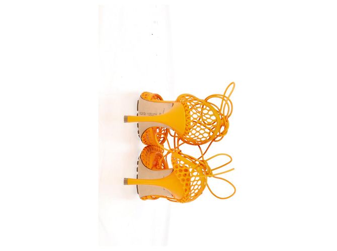 Sandali con lacci elasticizzati Bottega Veneta in pelle arancione - vista 13