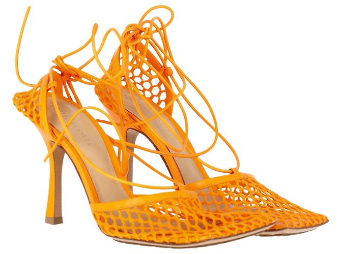 Sandali con lacci elasticizzati Bottega Veneta in pelle arancione - vista 5