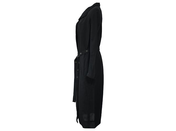 Abrigo trench con cinturón Rick Owens en lana negra - vista 2