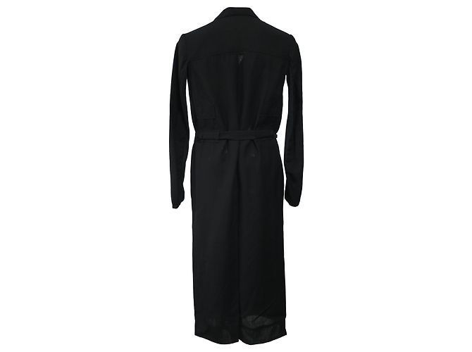 Abrigo trench con cinturón Rick Owens en lana negra - vista 3