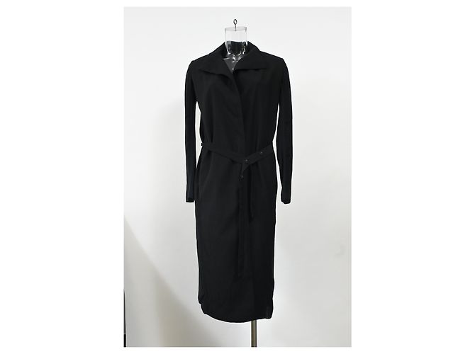 Abrigo trench con cinturón Rick Owens en lana negra - vista 6