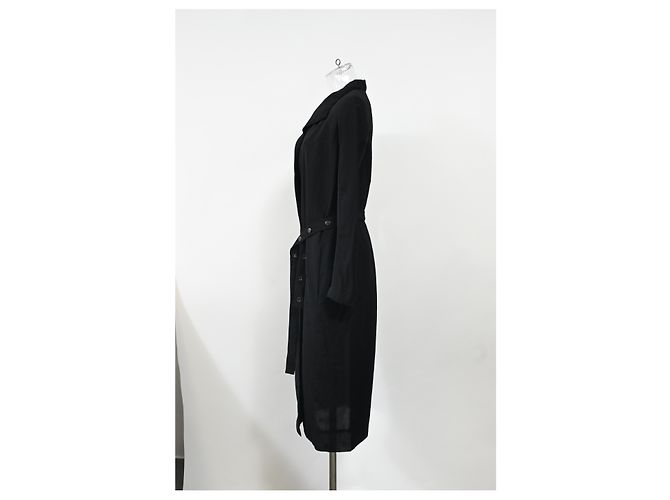 Abrigo trench con cinturón Rick Owens en lana negra - vista 7