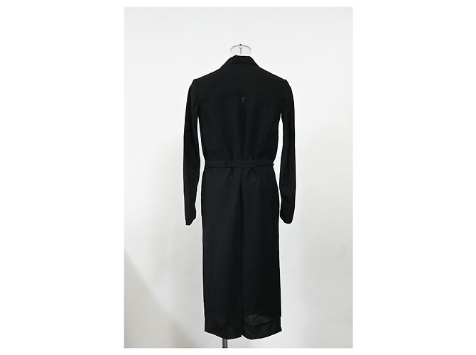 Abrigo trench con cinturón Rick Owens en lana negra - vista 8