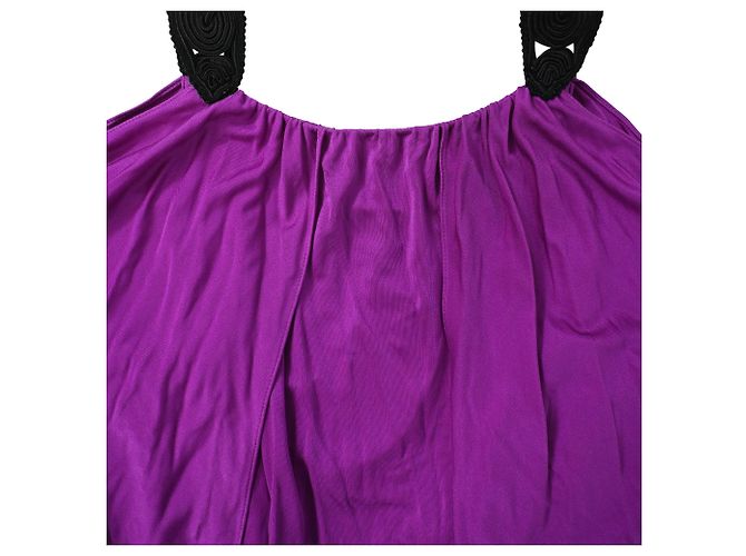 Vestido midi off-shoulder drapeado con cinturón de borlas en viscosa violeta de Temperley London Púrpura - vista 4