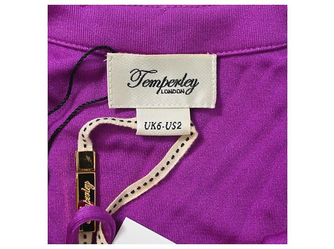 Vestido midi off-shoulder drapeado con cinturón de borlas en viscosa violeta de Temperley London Púrpura - vista 5