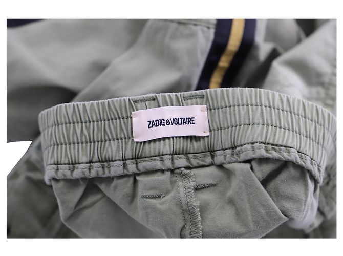 Zadig & Voltaire Pamela Side-Strip Trousers in Army Green Cotton - view 3