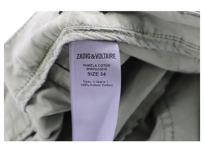 Zadig & Voltaire Pamela Side-Strip Trousers in Army Green Cotton - view 5