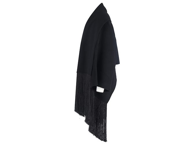 Chaqueta de lana negra con bufanda de flecos Totême Negro - vista 2